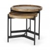 Mercana Marquisa (Set of 2) 22.5L x 22.5W x 20.8H Light Brown Wood With Black Metal Base Nesting Side Tables 4