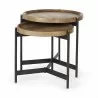 Mercana Marquisa (Set of 2) 22.5L x 22.5W x 20.8H Light Brown Wood With Black Metal Base Nesting Side Tables 4 - Mercana Marquisa (Set of 2) 22.5L x 22.5W x 20.8H Light Brown Wood With Black Metal Base Nesting Side Tables 4