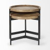 Mercana Marquisa (Set of 2) 22.5L x 22.5W x 20.8H Light Brown Wood With Black Metal Base Nesting Side Tables