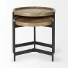 Mercana Marquisa (Set of 2) 22.5L x 22.5W x 20.8H Light Brown Wood With Black Metal Base Nesting Side Tables - Mercana Marquisa (Set of 2) 22.5L x 22.5W x 20.8H Light Brown Wood With Black Metal Base Nesting Side Tables