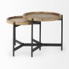 Mercana Marquisa (Set of 2) 22.5L x 22.5W x 20.8H Light Brown Wood With Black Metal Base Nesting Side Tables 2