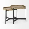 Mercana Marquisa (Set of 2) 22.5L x 22.5W x 20.8H Light Brown Wood With Black Metal Base Nesting Side Tables 2 - Mercana Marquisa (Set of 2) 22.5L x 22.5W x 20.8H Light Brown Wood With Black Metal Base Nesting Side Tables 2