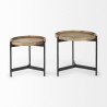 Mercana Marquisa (Set of 2) 22.5L x 22.5W x 20.8H Light Brown Wood With Black Metal Base Nesting Side Tables 1