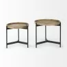Mercana Marquisa (Set of 2) 22.5L x 22.5W x 20.8H Light Brown Wood With Black Metal Base Nesting Side Tables 1 - Mercana Marquisa (Set of 2) 22.5L x 22.5W x 20.8H Light Brown Wood With Black Metal Base Nesting Side Tables 1