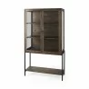 Mercana Arelius 36L x 18W x 63H Medium Brown Wood W/ Black Metal Base Display Cabinet - Mercana Arelius 36L x 18W x 63H Medium Brown Wood W/ Black Metal Base Display Cabinet