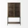 Mercana Arelius 36L x 18W x 63H Medium Brown Wood W/ Black Metal Base Display Cabinet Front - Mercana Arelius 36L x 18W x 63H Medium Brown Wood W/ Black Metal Base Display Cabinet Front