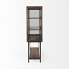 Mercana Arelius 36L x 18W x 63H Medium Brown Wood W/ Black Metal Base Display Cabinet Side