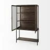 Mercana Arelius 36L x 18W x 63H Medium Brown Wood W/ Black Metal Base Display Cabinet Open - Mercana Arelius 36L x 18W x 63H Medium Brown Wood W/ Black Metal Base Display Cabinet Open
