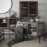 Mercana Arelius 36L x 18W x 63H Medium Brown Wood W/ Black Metal Base Display Cabinet