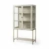 Mercana Arelius 36L x 18W x 63H Medium Brown Wood W/ Black Metal Base Display Cabinet 2 White 2 - Mercana Arelius 36L x 18W x 63H Medium Brown Wood W/ Black Metal Base Display Cabinet 2 White 2