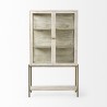Mercana Arelius 36L x 18W x 63H Medium Brown Wood W/ Black Metal Base Display Cabinet 2 White Front