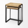 Mercana Karissa (Set of 2) 19.3L x 13W x 24.8H Light Brown Wood Top With Black Metal Base Nesting Accent Tables 1