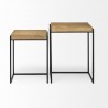 Mercana Karissa (Set of 2) 19.3L x 13W x 24.8H Light Brown Wood Top With Black Metal Base Nesting Accent Tables 2