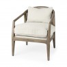 Mercana Landon 25.6L x 29.1W x 30.5H Light Brown Wood With Cream Fabric Seat and Cane Back Accent Chair 1