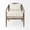 Mercana Landon 25.6L x 29.1W x 30.5H Light Brown Wood With Cream Fabric Seat and Cane Back Accent Chair Front