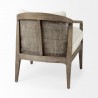 Mercana Landon 25.6L x 29.1W x 30.5H Light Brown Wood With Cream Fabric Seat and Cane Back Accent Chair Back