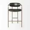 Mercana Parker Brown Faux Leather Seat Gold Metal Counter Stool Front - Mercana Parker Brown Faux Leather Seat Gold Metal Counter Stool Front