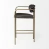 Mercana Parker Brown Faux Leather Seat Gold Metal Counter Stool Side - Mercana Parker Brown Faux Leather Seat Gold Metal Counter Stool Side