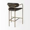 Mercana Parker Brown Faux Leather Seat Gold Metal Counter Stool Back - Mercana Parker Brown Faux Leather Seat Gold Metal Counter Stool Back