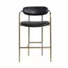 Mercana Parker Black Leather Seat Gold Metal Counter Stool Front - Mercana Parker Black Leather Seat Gold Metal Counter Stool Front