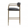 Mercana Parker Black Leather Seat Gold Metal Counter Stool Side