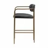 Mercana Parker Black Leather Seat Gold Metal Counter Stool Side - Mercana Parker Black Leather Seat Gold Metal Counter Stool Side