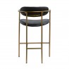 Mercana Parker Black Leather Seat Gold Metal Counter Stool Back