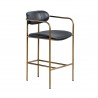 Mercana Parker Black Leather Seat Gold Metal Counter Stool Other Side