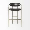Mercana Parker Brown Faux Leather Seat Gold Metal Bar Stool Front - Mercana Parker Brown Faux Leather Seat Gold Metal Bar Stool Front