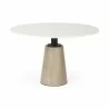 Mercana Maxwell 48L x 48W x 30H White Marble Round Top With Brown Metal and Wood Pedestal Base Dining Table Front - Mercana Maxwell 48L x 48W x 30H White Marble Round Top With Brown Metal and Wood Pedestal Base Dining Table Front