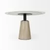 Mercana Maxwell 48L x 48W x 30H White Marble Round Top With Brown Metal and Wood Pedestal Base Dining Table 2 - Mercana Maxwell 48L x 48W x 30H White Marble Round Top With Brown Metal and Wood Pedestal Base Dining Table 2