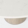 Mercana Maxwell 48L x 48W x 30H White Marble Round Top With Brown Metal and Wood Pedestal Base Dining Table