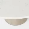 Mercana Maxwell 48L x 48W x 30H White Marble Round Top With Brown Metal and Wood Pedestal Base Dining Table - Mercana Maxwell 48L x 48W x 30H White Marble Round Top With Brown Metal and Wood Pedestal Base Dining Table