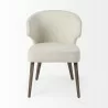 Niles 22.5L x 24.0W x 32.0H Cream Fabric Seat W/ Medium Brown Wooden Legs Wingback Dining Chair Front - Niles 22.5L x 24.0W x 32.0H Cream Fabric Seat W/ Medium Brown Wooden Legs Wingback Dining Chair Front