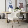 Niles 22.5L x 24.0W x 32.0H Cream Fabric Seat W/ Brown Wooden Legs Wingback Dining Chair