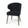 Niles 23.5L x 24.0W x 32.0H Navy Fabric Seat W/ Medium Brown Wooden Legs Wingback Dining Chair - Niles 23.5L x 24.0W x 32.0H Navy Fabric Seat W/ Medium Brown Wooden Legs Wingback Dining Chair