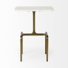 Mercana Preston 17.3L x 11.3W x 22.8H White Marble Top With Gold Metal Accent Table Front