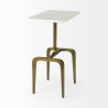 Mercana Preston 17.3L x 11.3W x 22.8H White Marble Top With Gold Metal Accent Table 2