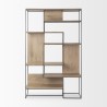 Mercana Morris 47.0L x 15.0W x 75.0H Light Brown Wood With Black Metal Frame 6-Tier Shelving Unit Front