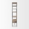 Mercana Morris 47.0L x 15.0W x 75.0H Light Brown Wood With Black Metal Frame 6-Tier Shelving Unit Side