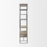 Mercana Morris 47.0L x 15.0W x 75.0H Light Brown Wood With Black Metal Frame 6-Tier Shelving Unit Side - Mercana Morris 47.0L x 15.0W x 75.0H Light Brown Wood With Black Metal Frame 6-Tier Shelving Unit Side