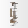 Mercana Morris 47.0L x 15.0W x 75.0H Light Brown Wood With Black Metal Frame 6-Tier Shelving Unit 2