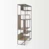 Mercana Morris 47.0L x 15.0W x 75.0H Light Brown Wood With Black Metal Frame 6-Tier Shelving Unit 2 - Mercana Morris 47.0L x 15.0W x 75.0H Light Brown Wood With Black Metal Frame 6-Tier Shelving Unit 2