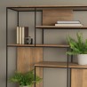 Mercana Morris 47.0L x 15.0W x 75.0H Light Brown Wood With Black Metal Frame 6-Tier Shelving Unit