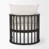 Mercana Kopari 30.1L x 30.5W x 37.2H White Boucle Fabric With Dark Brown Wood Accent Chair 2