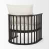 Mercana Kopari 30.1L x 30.5W x 37.2H White Boucle Fabric With Dark Brown Wood Accent Chair Back