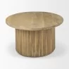 Mercana Terra 48L x 28W x 15H Light Brown Wood Oval Fluted Coffee Table - Mercana Terra 48L x 28W x 15H Light Brown Wood Oval Fluted Coffee Table