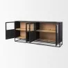 Mercana Sloan 80.0L x 17.0W x 36.0H Black Wood With Black Metal Frame Sideboard Open - Mercana Sloan 80.0L x 17.0W x 36.0H Black Wood With Black Metal Frame Sideboard Open