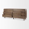 Mercana Astrid Medium Brown Solid Wood 6 Drawer Sideboard Open