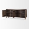 Mercana Lillie Medium Brown Wood 4 Door Tray Top Sideboard Open
